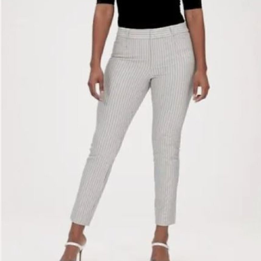 Banana Republic Mid Rise Sloan Curvy Skinny Pants White With Pinstripe 20 TALL